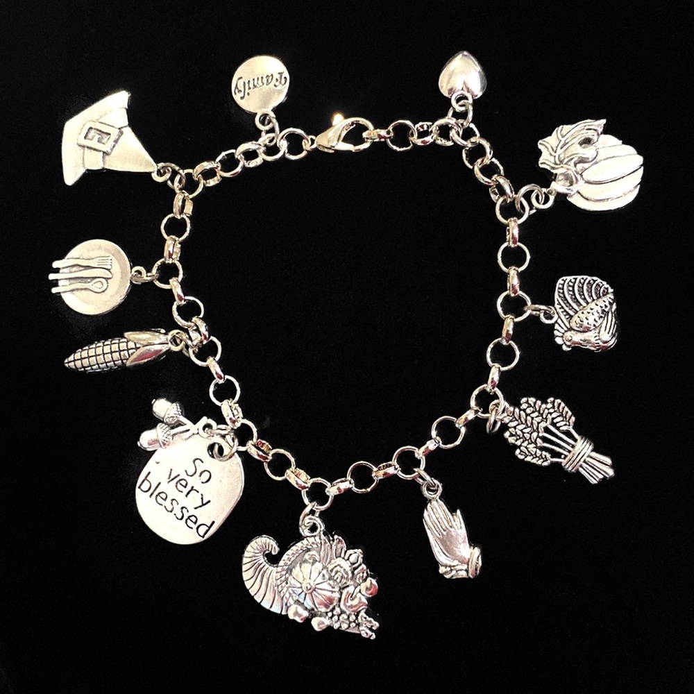 Thanksgiving Charm Bracelet Family Prayer Blessed Fall Charms